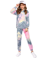 Arshiner Girl's 2 Piece Tie-dye Pullover Hooded Sweatshirt Set Sweatsuits and Sweatpants