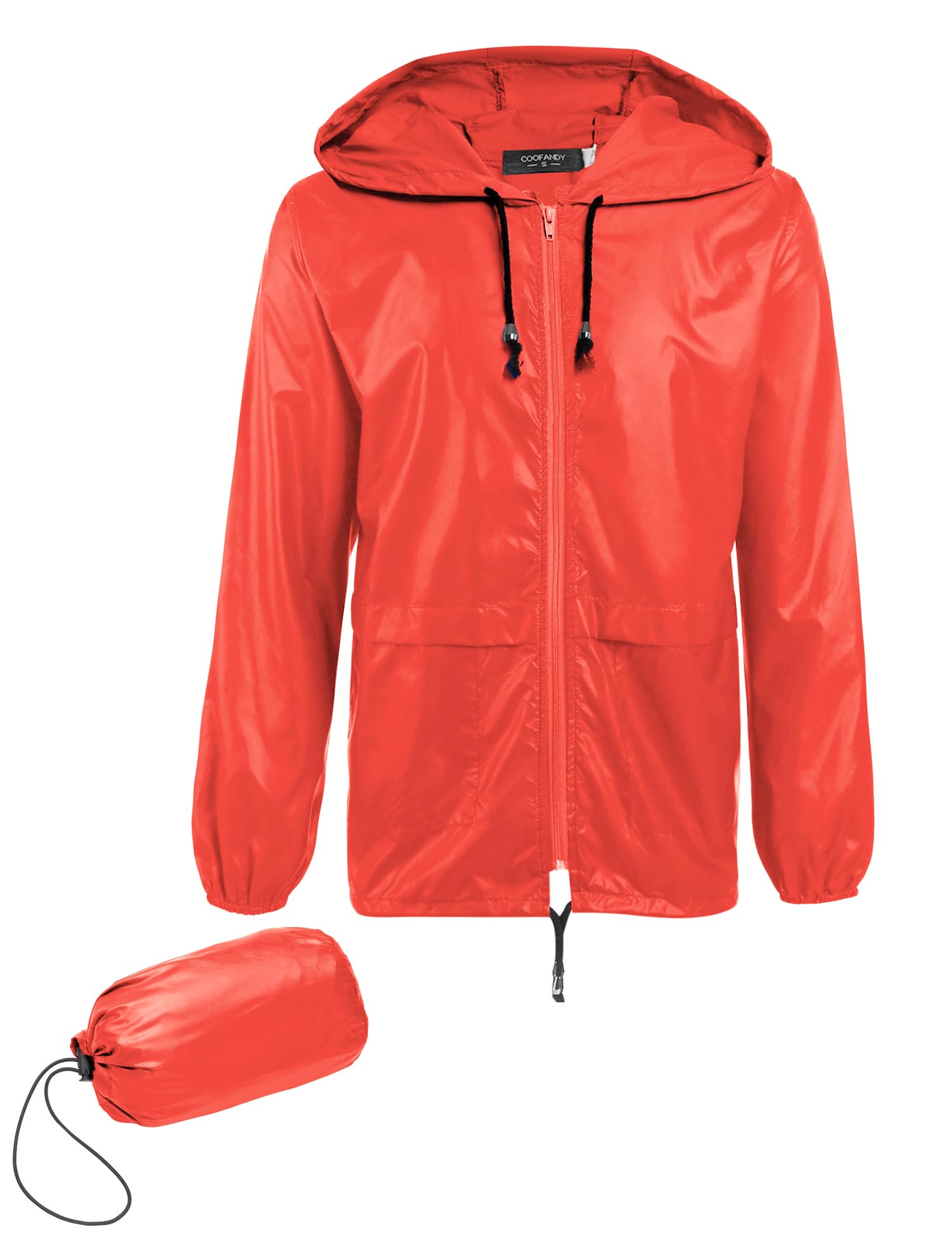COOFANDY Mens Packable Rain Jacket Lightweight Waterproof Raincoat with Hood Outdoor Rain Gear Travel Hiking Cycling