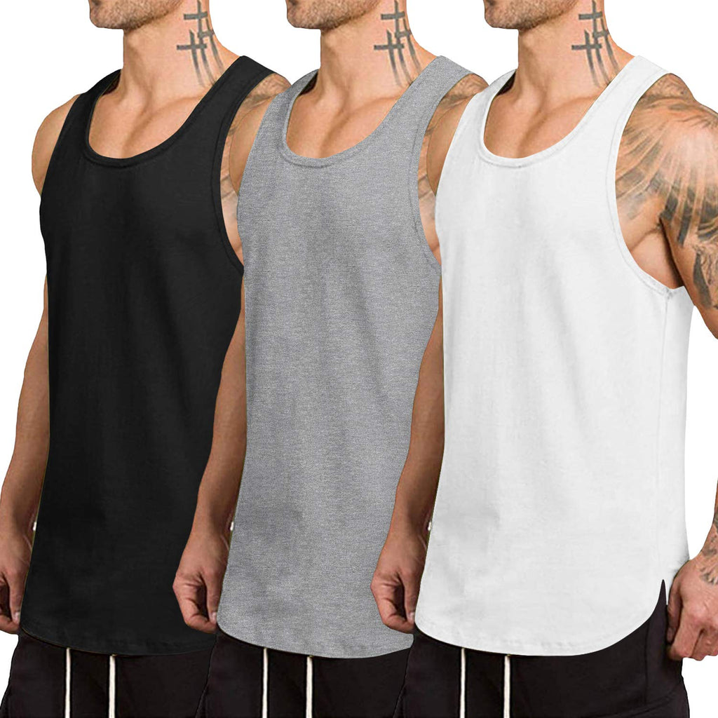 COOFANDY Men's 3 Pack Quick Dry Workout Vest Gym Muscle Tee Fitness Bodybuilding Sleeveless T Shirt