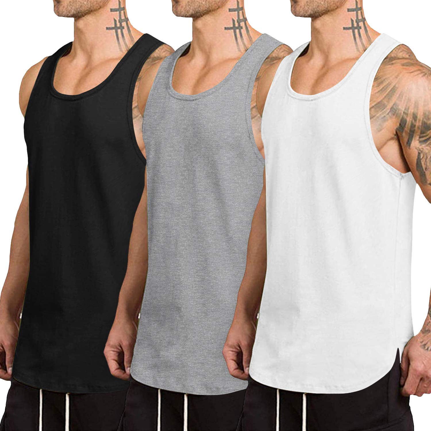 COOFANDY Men's 3 Pack Quick Dry Workout Vest Gym Muscle Tee Fitness Bodybuilding Sleeveless T Shirt