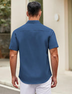 COOFANDY Mens Short Sleeve Casual Button Down Shirts Summer Untucked Dress Shirts with Pocket