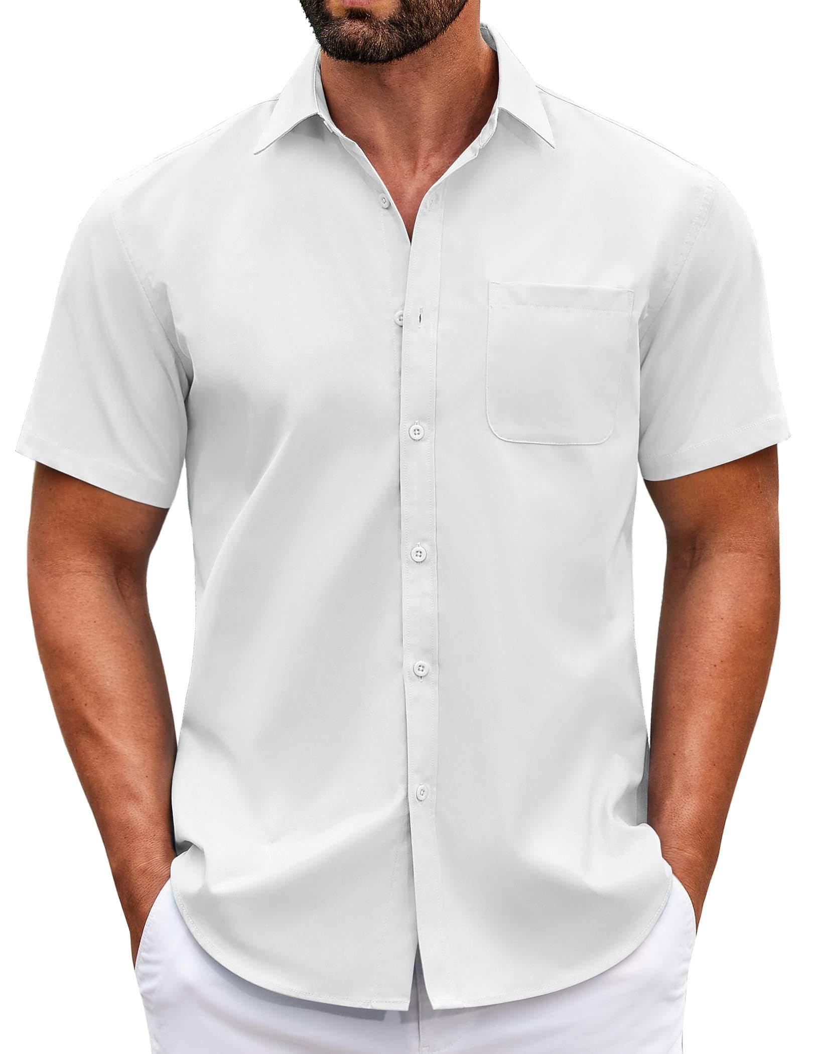 COOFANDY Mens Short Sleeve Casual Button Down Shirts Summer Untucked Dress Shirts with Pocket