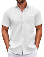 COOFANDY Mens Short Sleeve Casual Button Down Shirts Summer Untucked Dress Shirts with Pocket