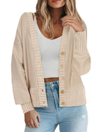 Zeagoo Women's Cardigan 2025 Fall Winter Open Front Oversized Button V Neck Loose Soft Knit Sweater