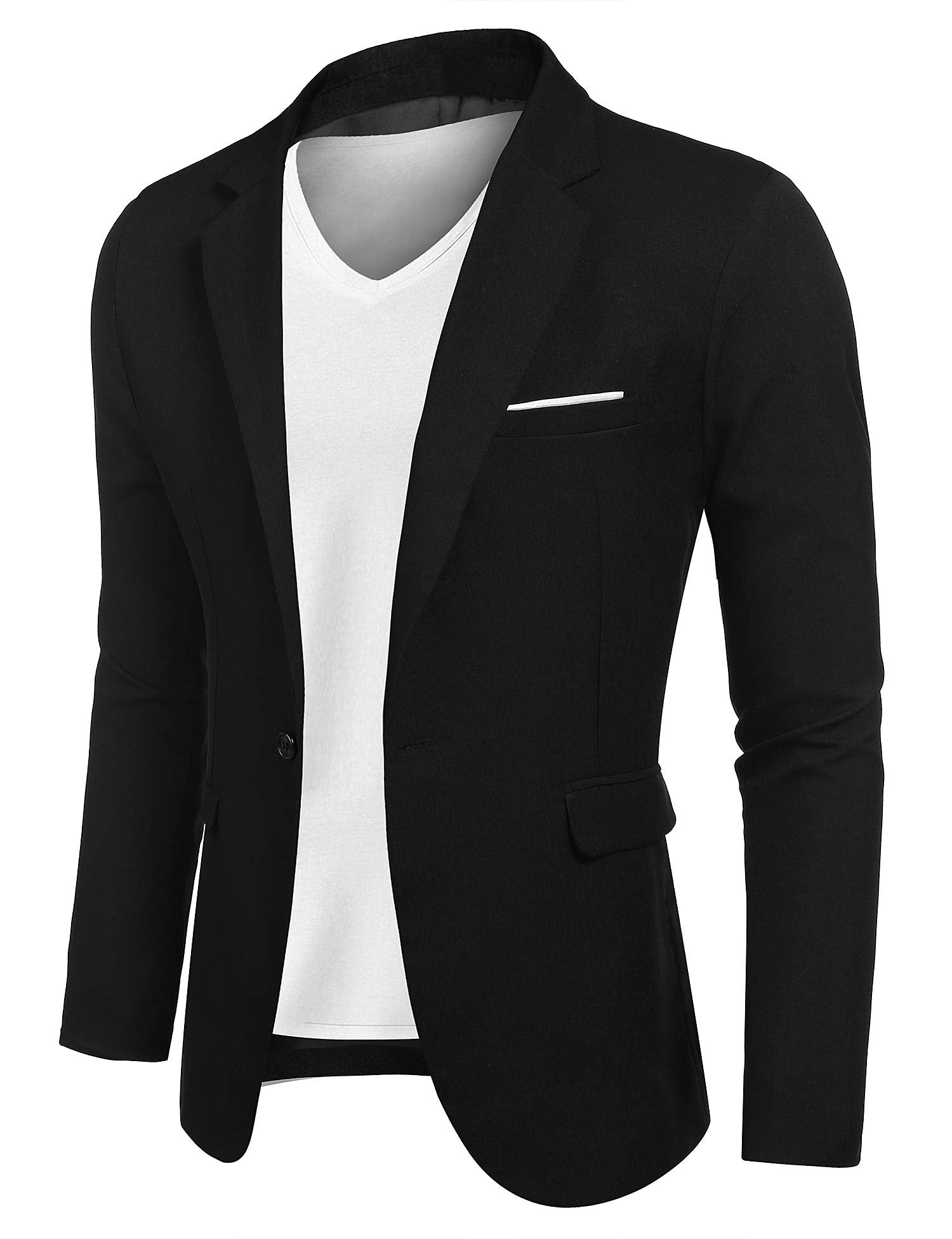 COOFANDY Men Suit Jacket Linen Slim Fit Sport Coat Western Business Fashion Daily Blazer Dark Black