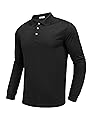 PINSPARK Mens Black Long Sleeve Polo Slim Fit Golf Shirts for Men Quick Dry Moisture Wicking Polo Shirts Collared Shirt Men