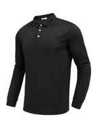 PINSPARK 4 Pack Men's Long Sleeve Golf Shirts Breathable Casual Collared Polo Lightweight Quick Dry Tactical Outdoor Shirts