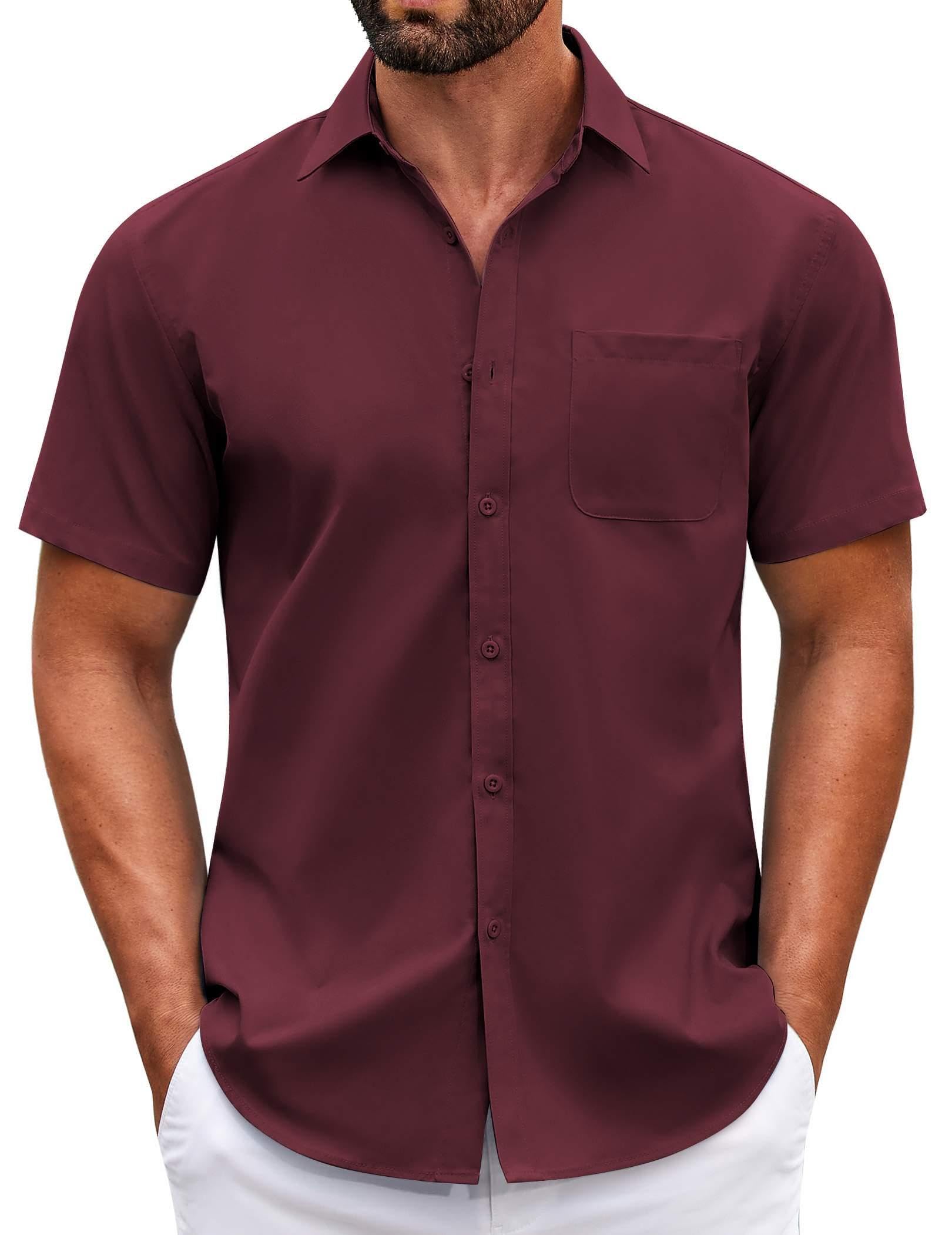 COOFANDY Mens Short Sleeve Casual Button Down Shirts Summer Untucked Dress Shirts with Pocket