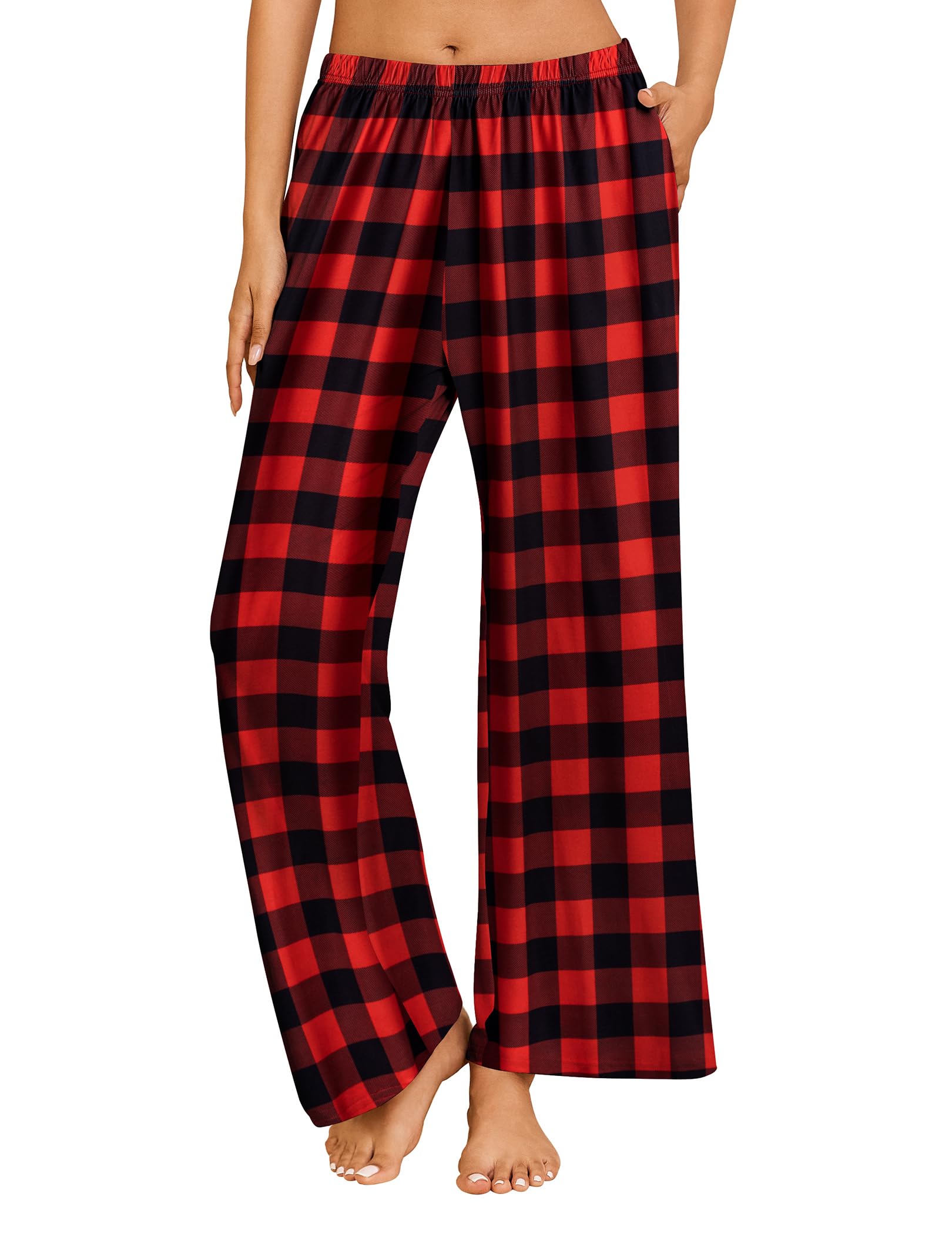 Ekouaer Pajama Pants for Women Soft Comfy Pajama Bottoms Casual Stretch Wide Leg Pants with Pockets