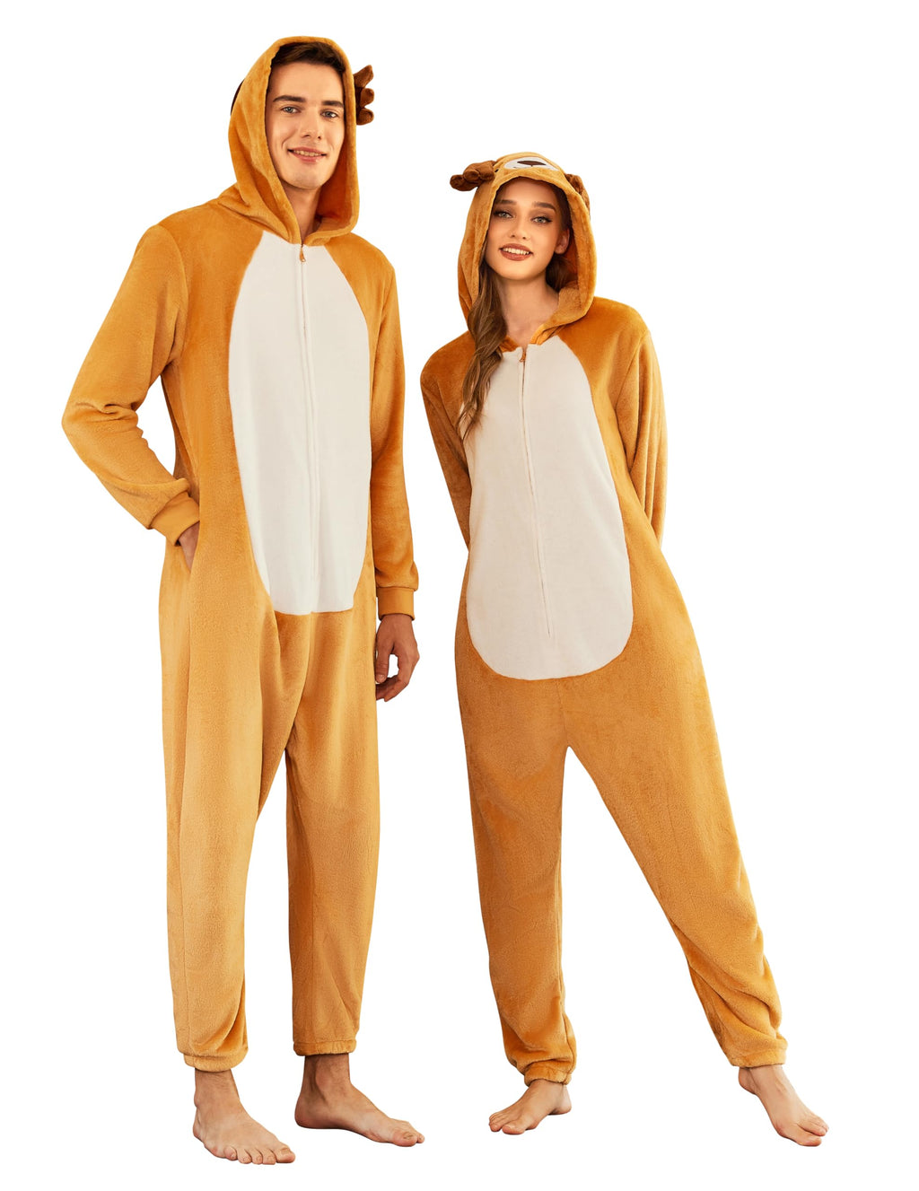 Ekouaer Unisex Adult Animal Onesie One Piece Fleece Pajamas Halloween Costume Sleepwear Homewear