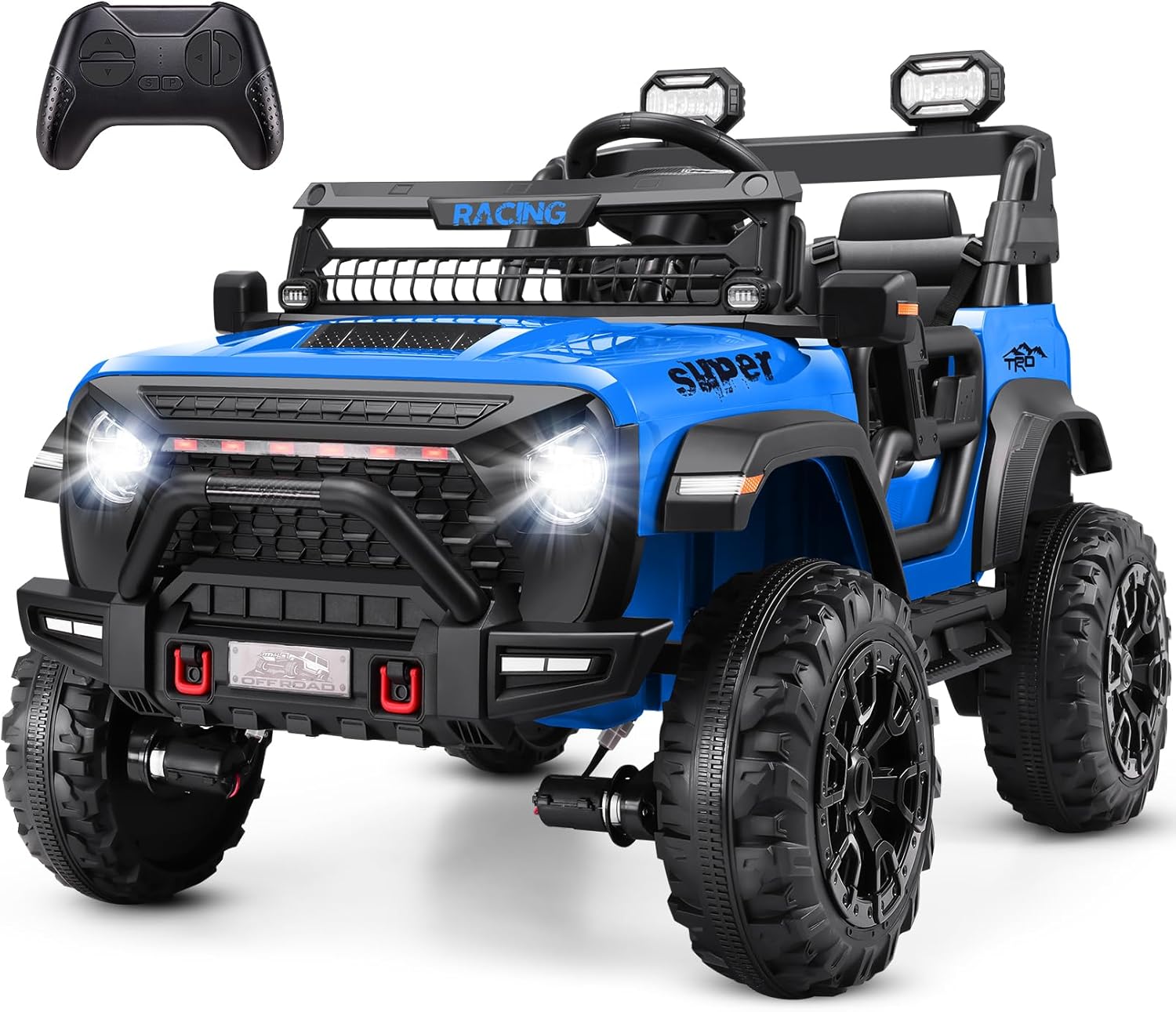 Children's Toy Car - 24V Ride on Car with Remote Control, 2 Seater Electric Car for Kids w/20 Inch Wide Seat, 4x100W Motor, LED Headlight & Music Player, Power Car Wheels Ride on Toys for Boys Girls