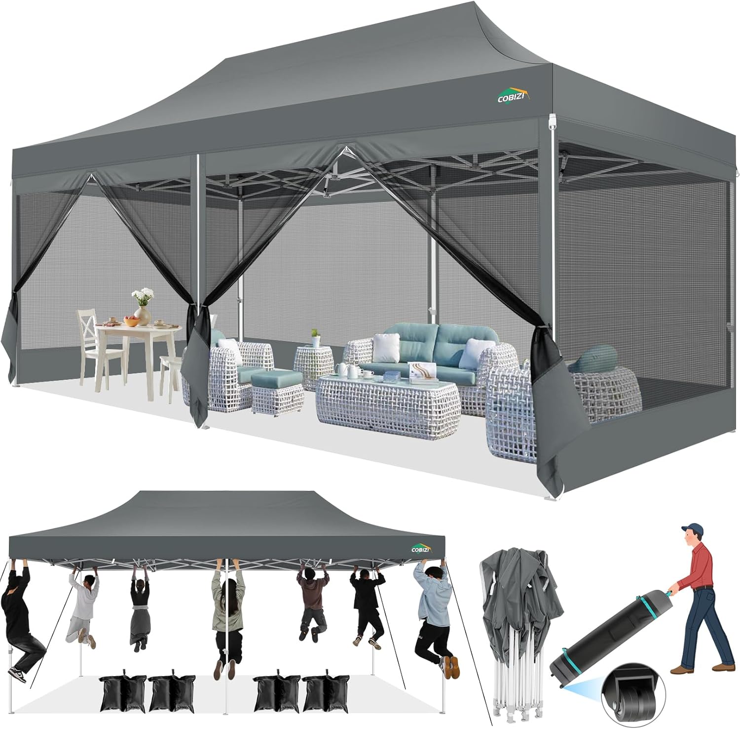 Canopies & Tents - COBIZI 10x20 Canopy Tent with 6 Sidewalls
