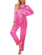 Ekouaer Women's Classic Button Down Long Satin Silk Pajama Set