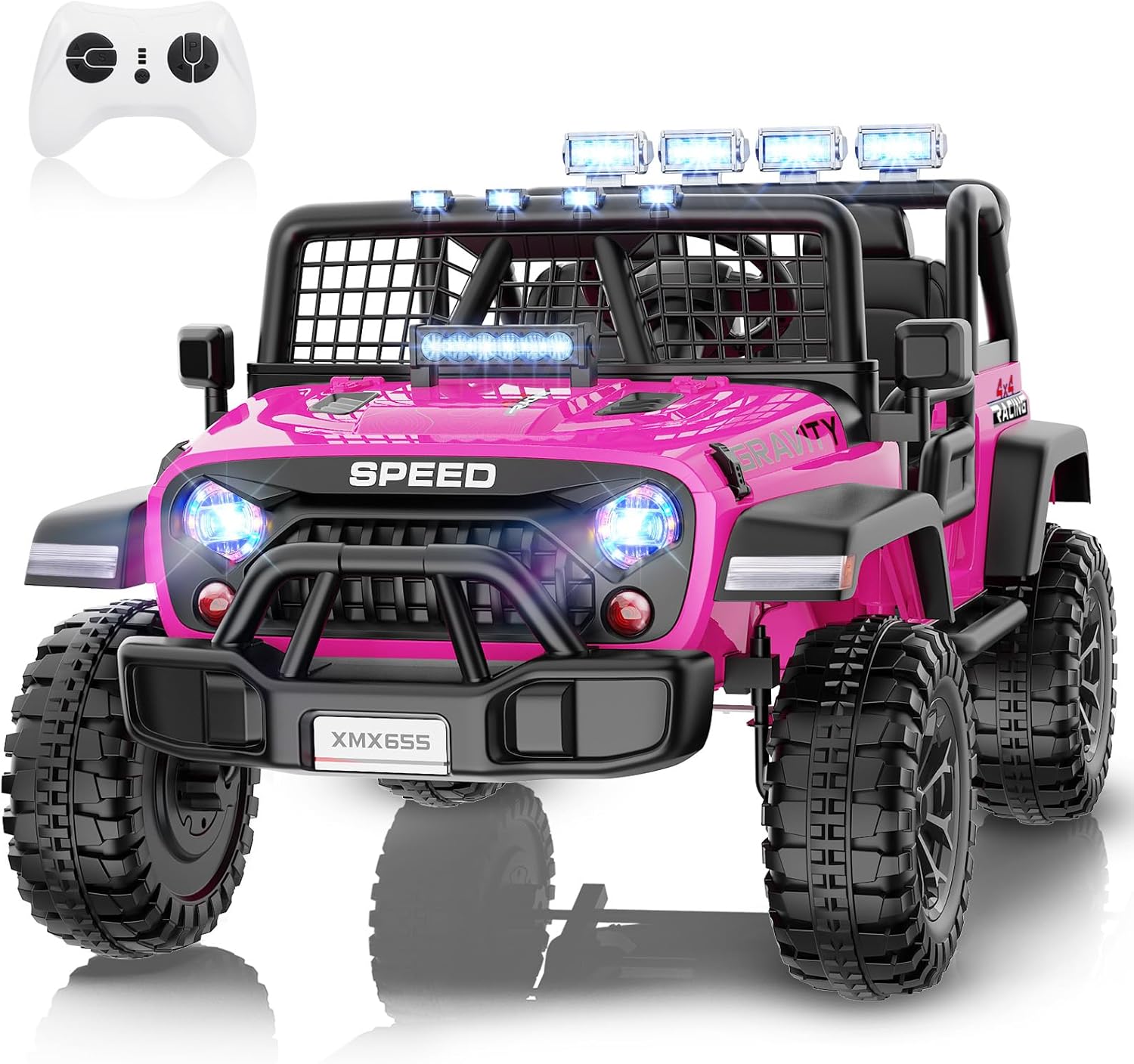 Children's Toy Car - 24V Ride on Toys for Big Kids - 2 Seater XL Electric Car with 20" Wide Seat, Remote Control, LED Lights, Spring Suspension, Bluetooth, Music, Power Car Wheels for Girls Boys