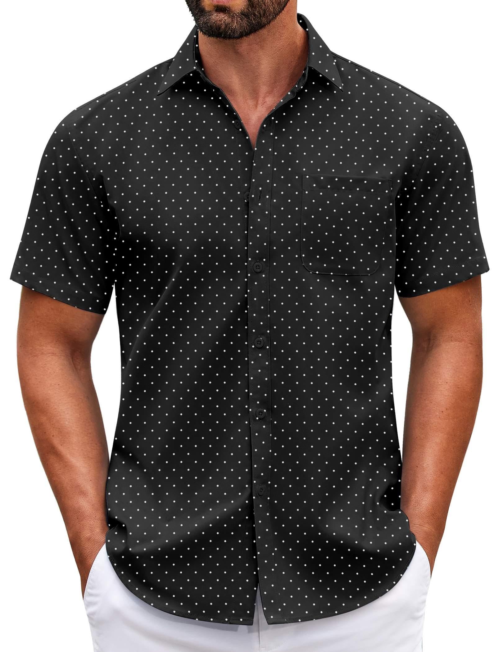 COOFANDY Mens Short Sleeve Casual Button Down Shirts Summer Untucked Dress Shirts with Pocket