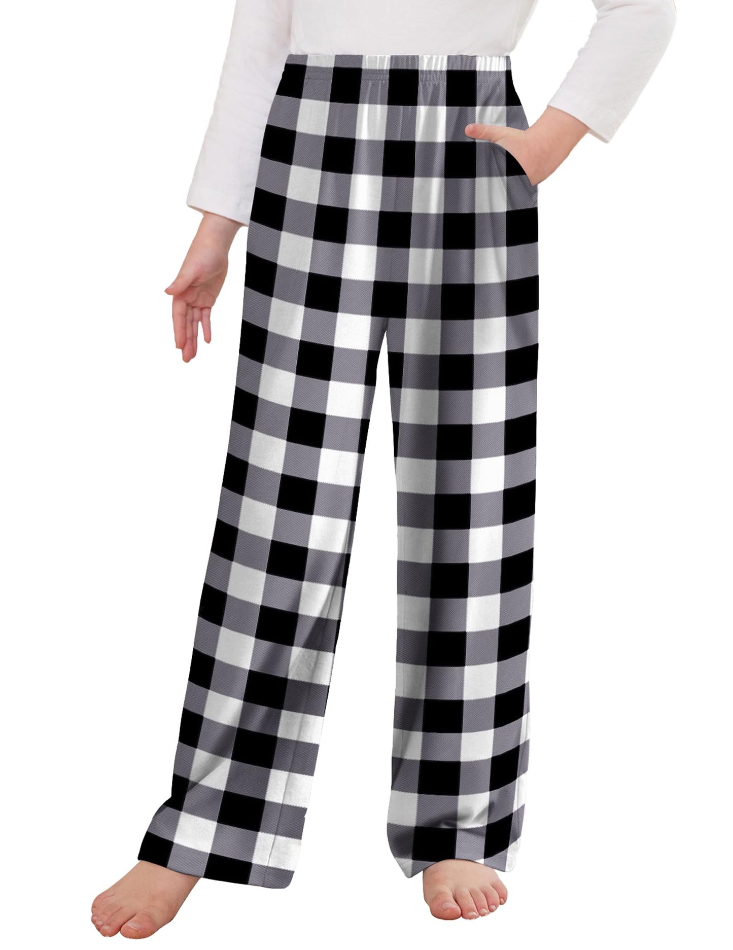 Arshiner Pajama Pants for Girls Long Sleep Plaid Pants Soft Lounge Pj Bottoms with Pockets