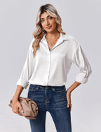 Zeagoo Womens Tops Long Sleeve Satin Silk Button Down Shirts Casual Business Dressy Blouses Fall Clothes