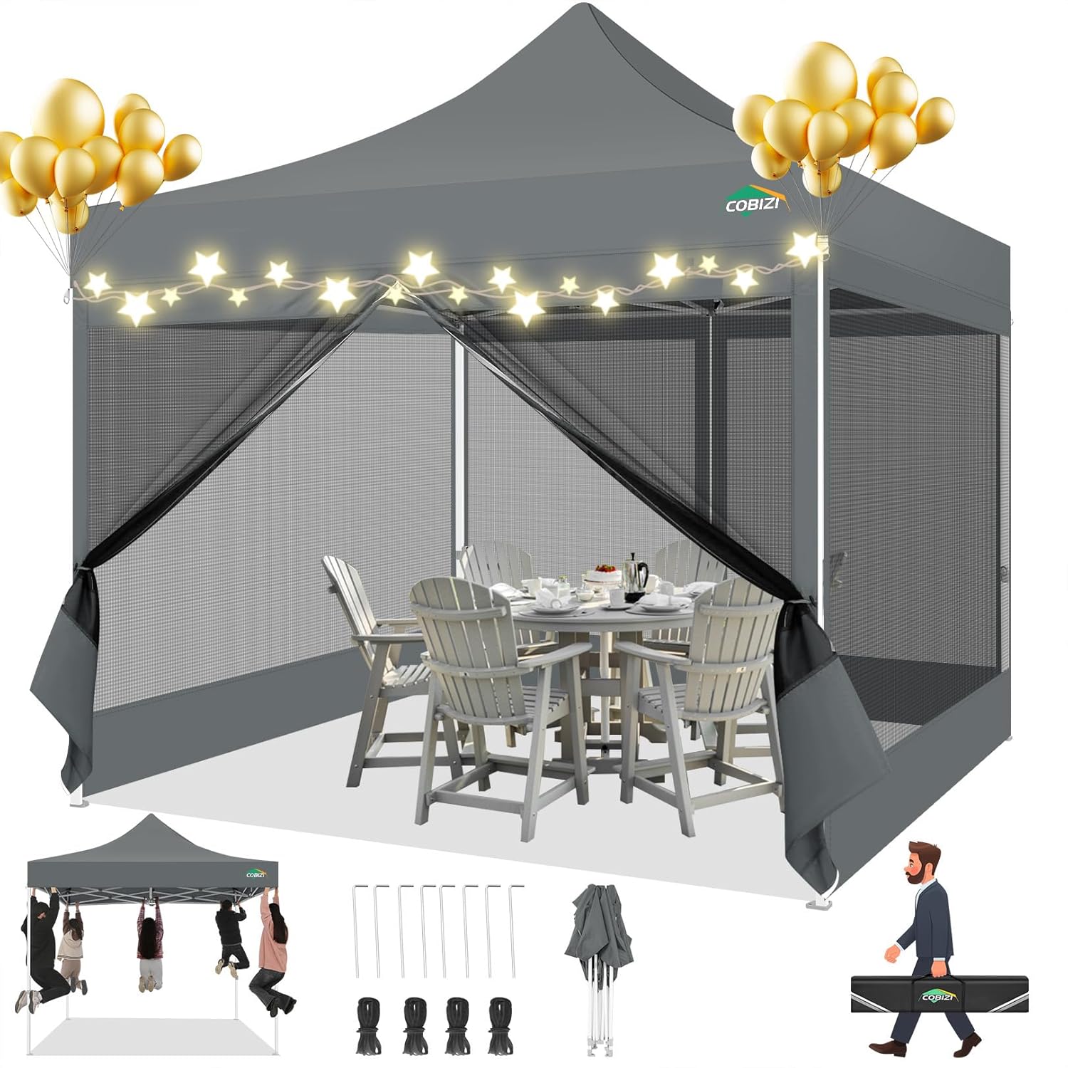 Canopies & Tents - COBIZI 10x10 Canopy Tent with 4 Sidewalls