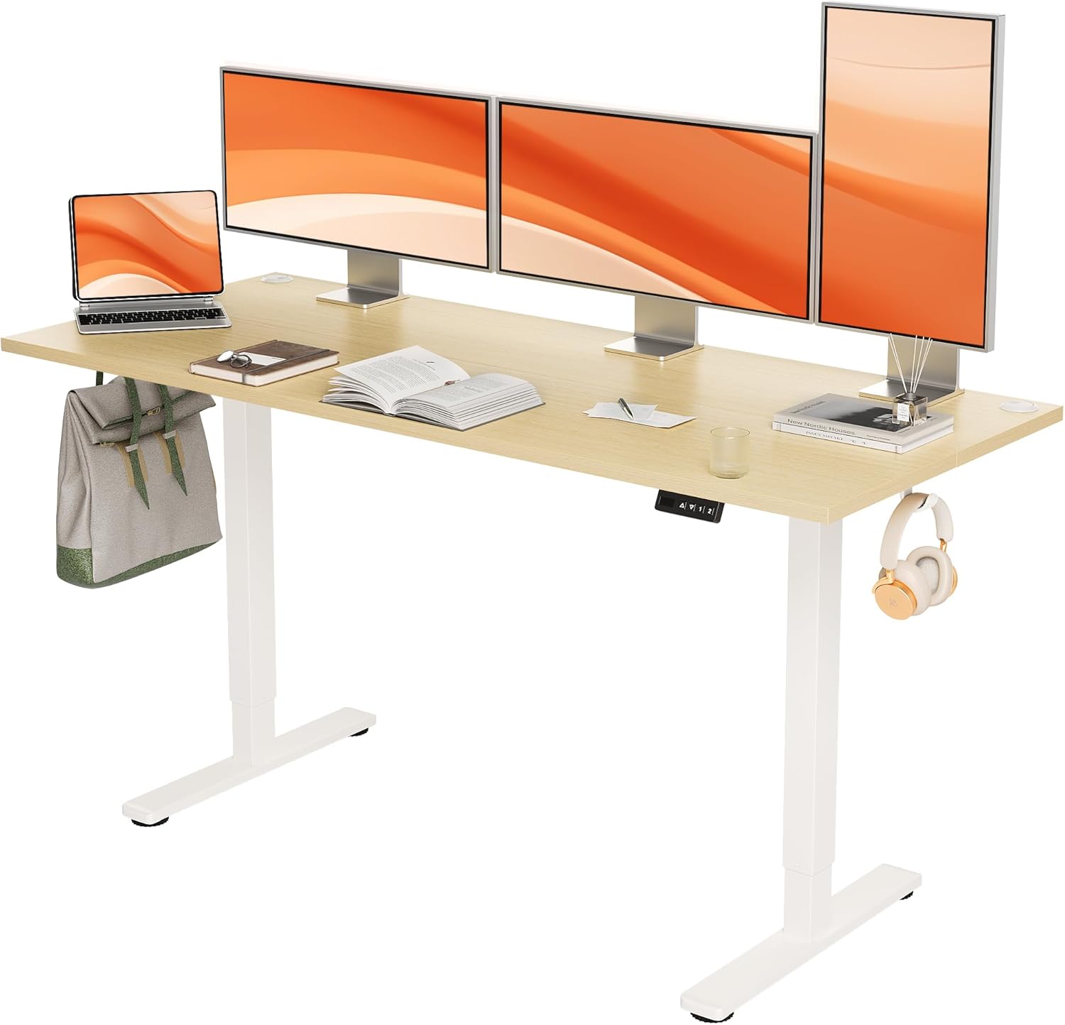 Smart Lift Table - Standing Desk with Adjustable Height, 63x24 Inch Electric Stand Up Desk for Home Office, Studio, Computer Workstation