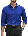 COOFANDY Men's Dress Shirt Long Sleeve Button Down Shirt Wrinkle Free Formal Business Shirts Royal Azure