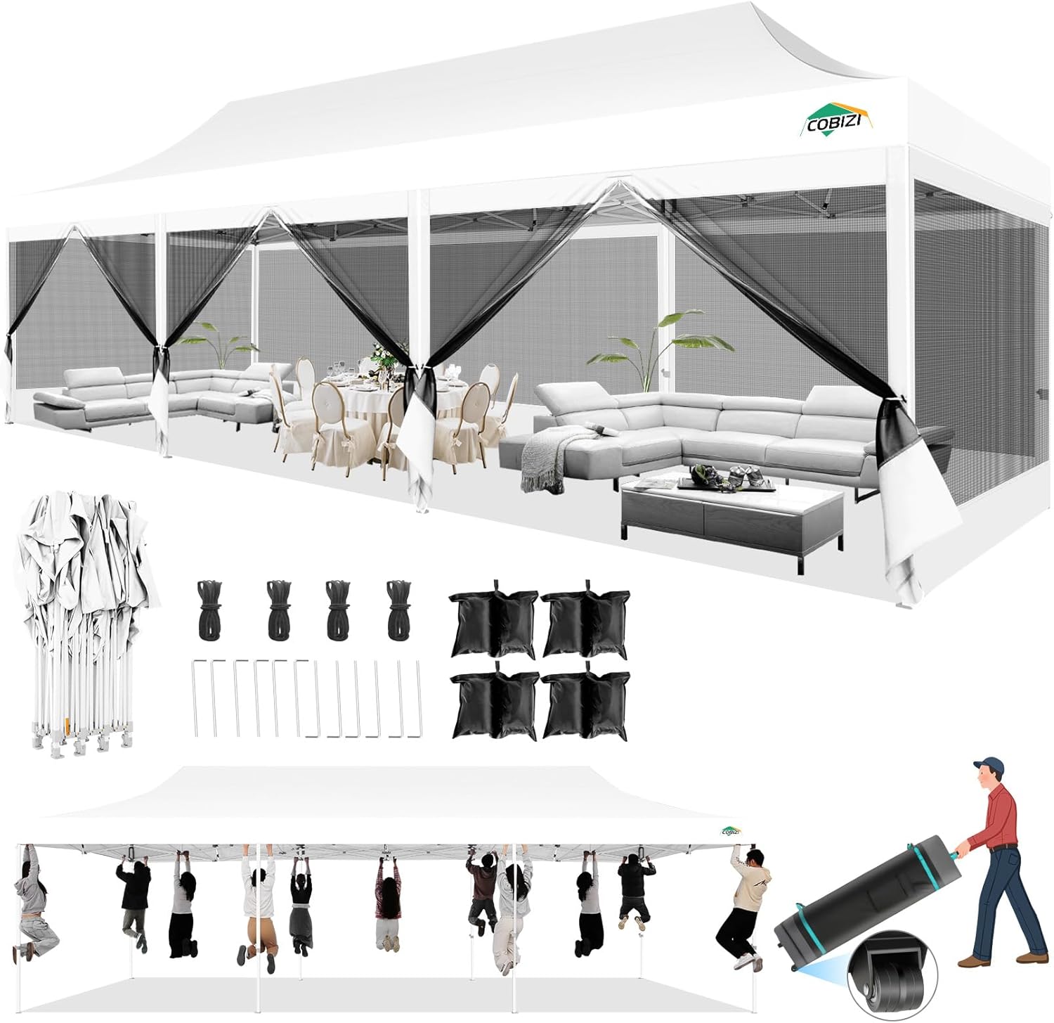 Canopies & Tents - COBIZI 10x30 Canopy Tent with 8 Sidewalls
