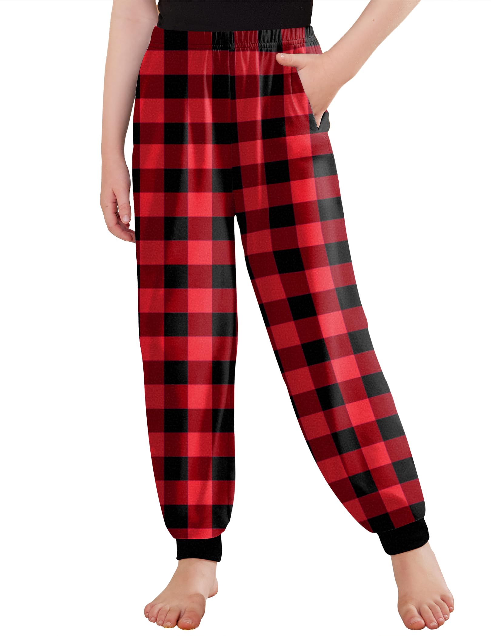 Arshiner Girls Pajama Pants Kids Plaid Pj Pants Comfy Lounge Sleepwear Bottoms with Pockets