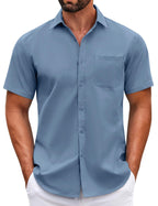 COOFANDY Mens Short Sleeve Casual Button Down Shirts Summer Untucked Dress Shirts with Pocket
