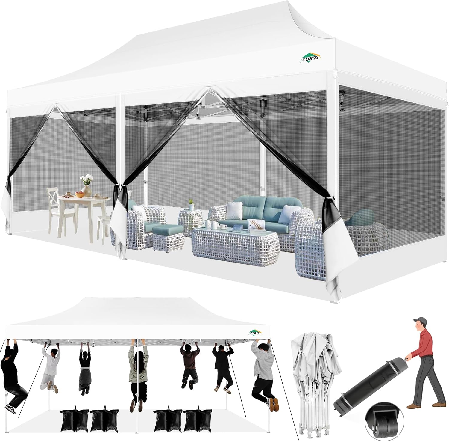 Canopies & Tents - COBIZI 10x20 Canopy Tent with 6 Sidewalls