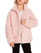 Arshiner Girls Full Zip Fleece Jacket Sherpa Outwear Coat Fall Winter for 4-12Y