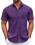 COOFANDY Mens Short Sleeve Casual Button Down Shirts Summer Untucked Dress Shirts with Pocket