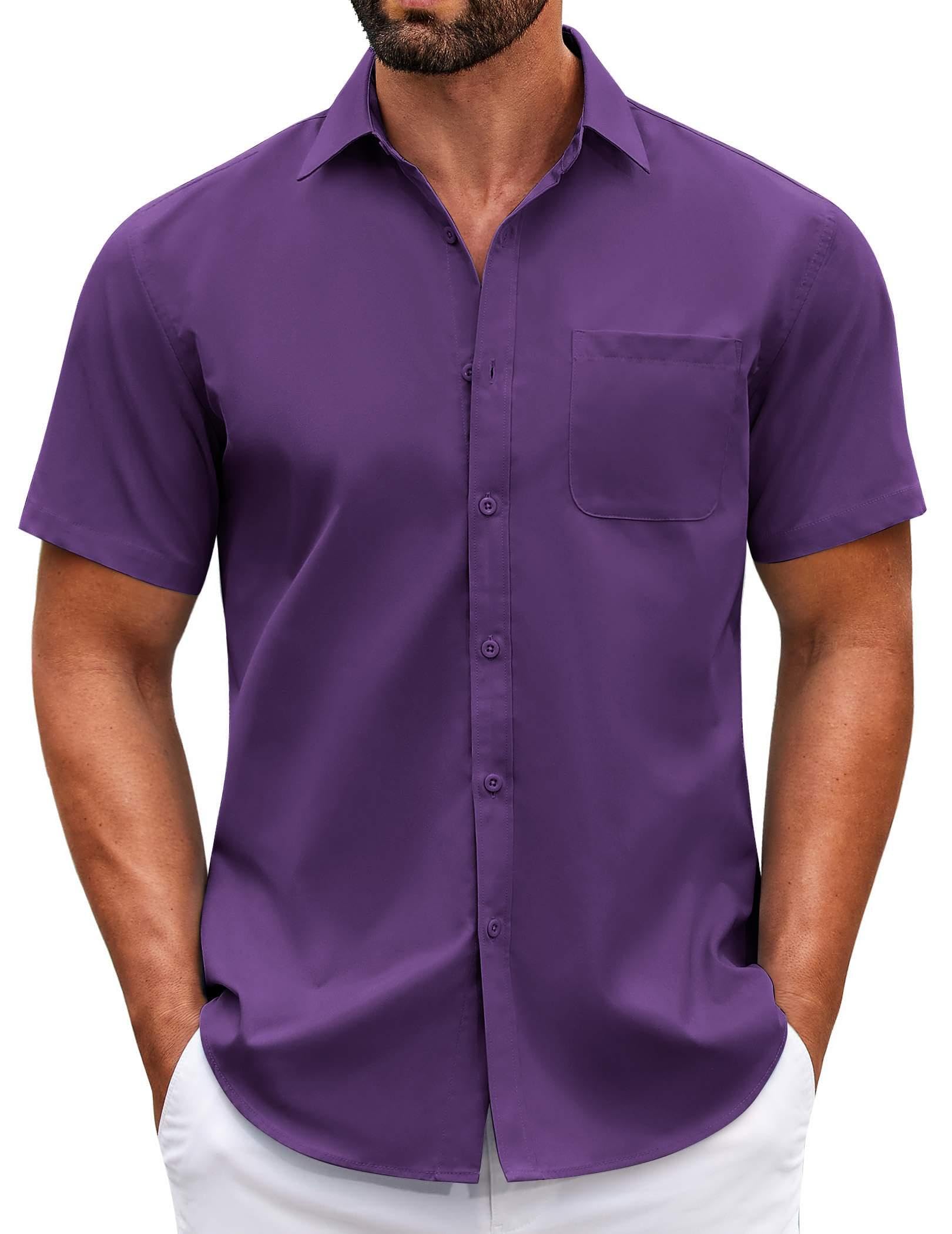 COOFANDY Mens Short Sleeve Casual Button Down Shirts Summer Untucked Dress Shirts with Pocket