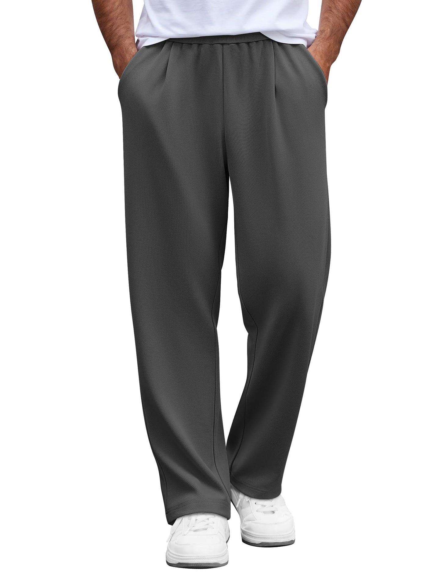 COOFANDY Mens Casual Sweatpants Open Bottom Lounge Pants Lightweight Baggy Workout Yoga Track Pants Black