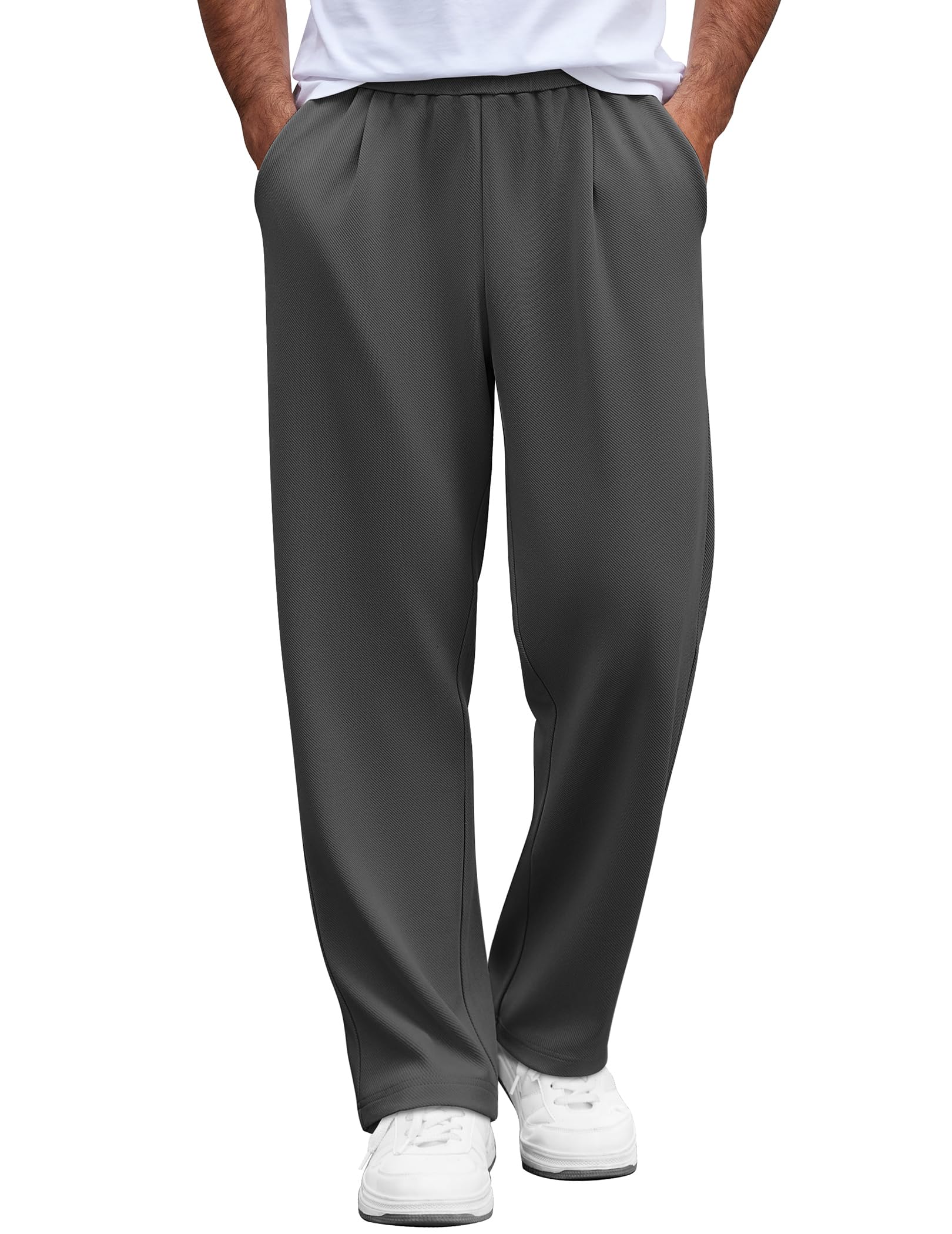 COOFANDY Mens Casual Sweatpants Open Bottom Lounge Pants Lightweight Baggy Workout Yoga Track Pants Black