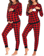 Ekouaer Nursing Pajama Set Long Sleeve Maternity Clothes Labor Pregnancy Pjs Breastfeeding Thermal Underwear Sleepwear
