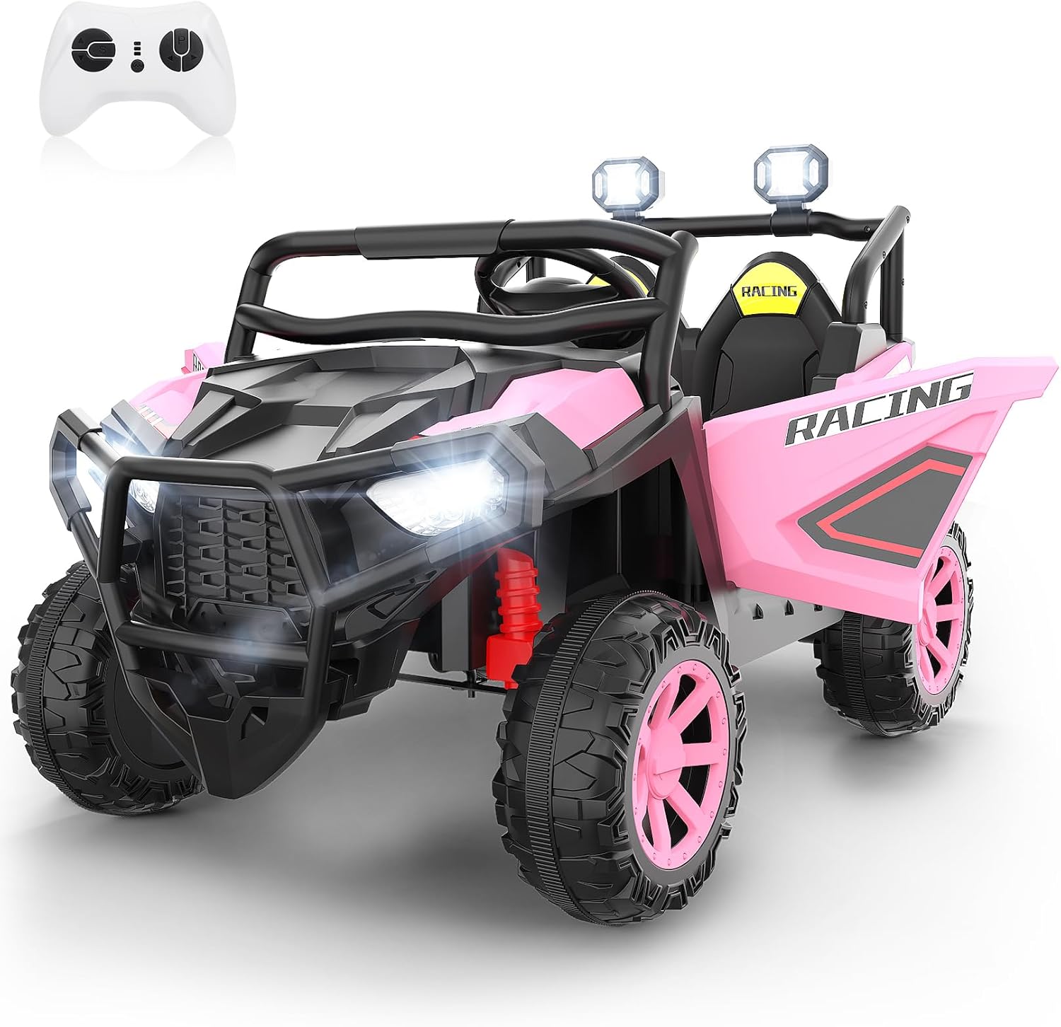 Children's Toy Car - 24V 2 Seater Ride On Truck UTV for Kids with Remote Control, LED Lights & Music, 20" Wide Seat, Shock Absorption, Electric Car Vehicle for Boys Girls 3-8