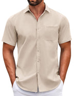 COOFANDY Mens Short Sleeve Casual Button Down Shirts Summer Untucked Dress Shirts with Pocket