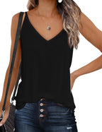 Zeagoo Womens V Neck Camisole Tank Top Strap Sleeveless T Shirt Casual Loose Vest Blouse - S-XXL