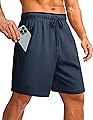 PINSPARK Men's Athletic Running Shorts 7" Mesh Quick Dry Workout Shorts with Zipper Pockets Lightweight Gym Shorts