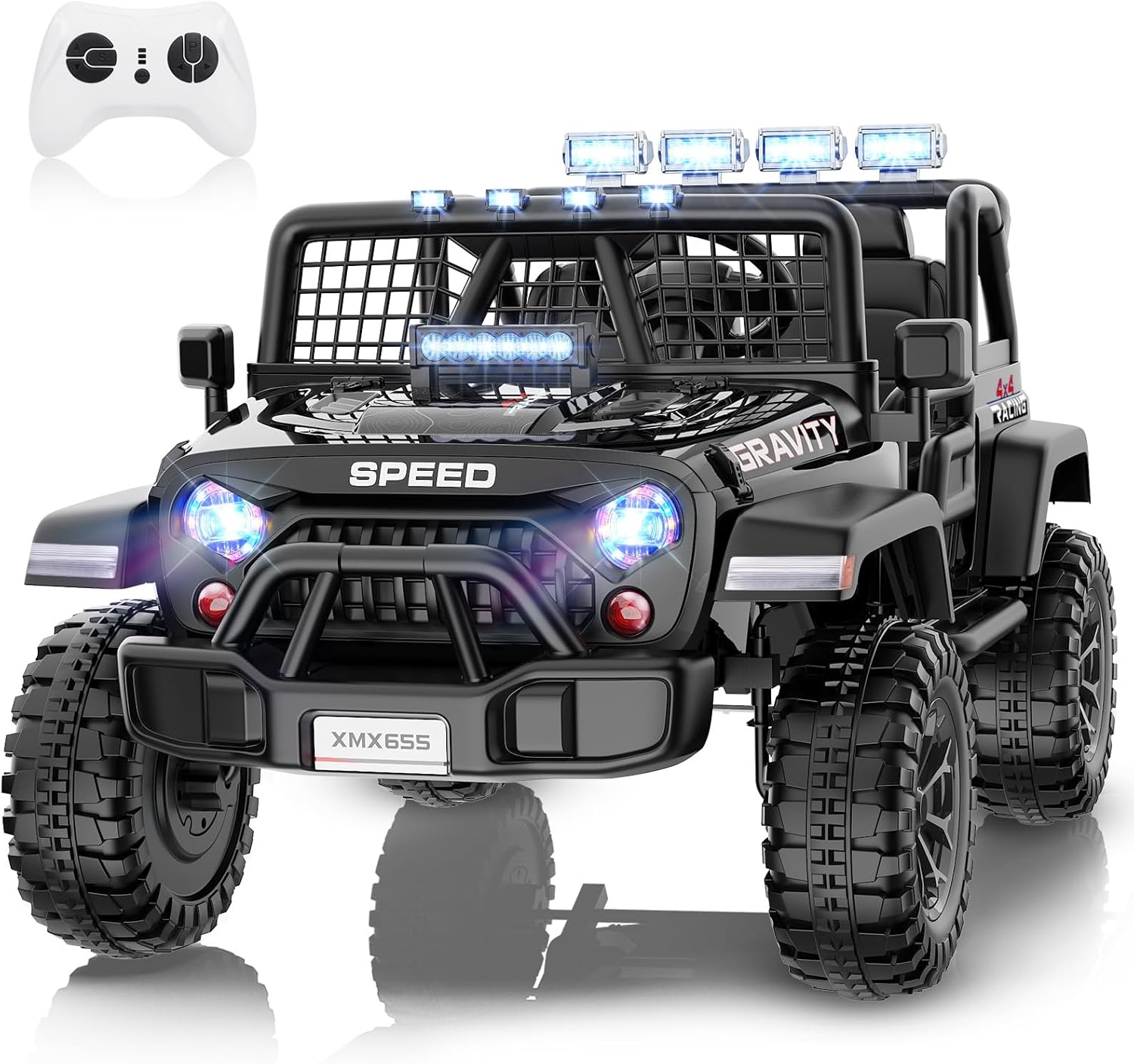 Children's Toy Car - 24V Ride on Toys for Big Kids - 2 Seater XL Electric Car with 20" Wide Seat, Remote Control, LED Lights, Spring Suspension, Bluetooth, Music, Power Car Wheels for Girls Boys