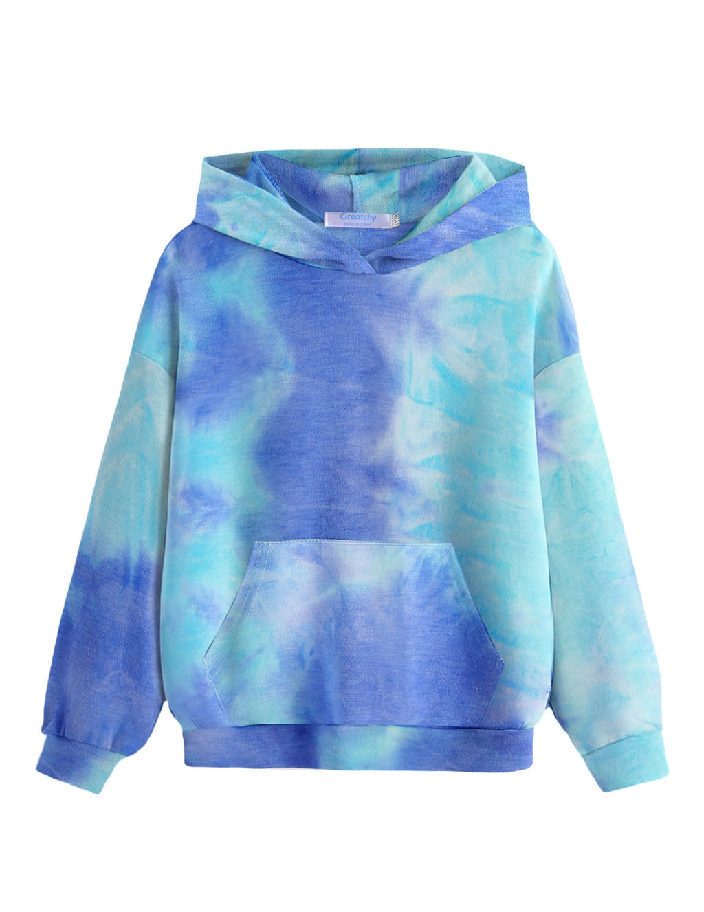 Arshiner Girls Tie Dye Sweatshirts Loose Casual Hoodies Long Sleeve Pullover Hooded Tops With Pockets
