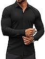 COOFANDY Men's Dress Shirts Long Sleeve Casual Shirt Stretch Muscle Fit Shirt