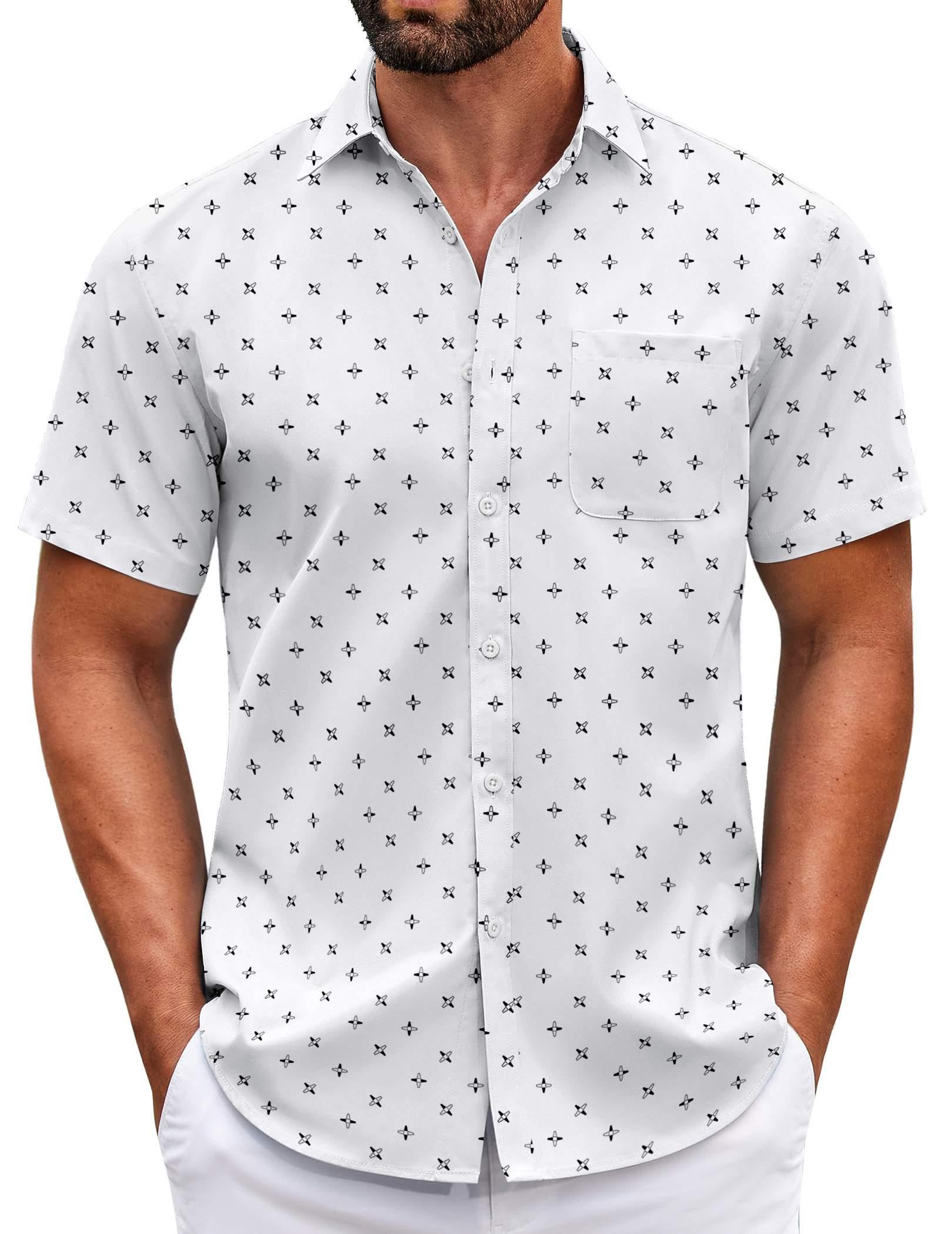 COOFANDY Mens Short Sleeve Casual Button Down Shirts Summer Untucked Dress Shirts with Pocket