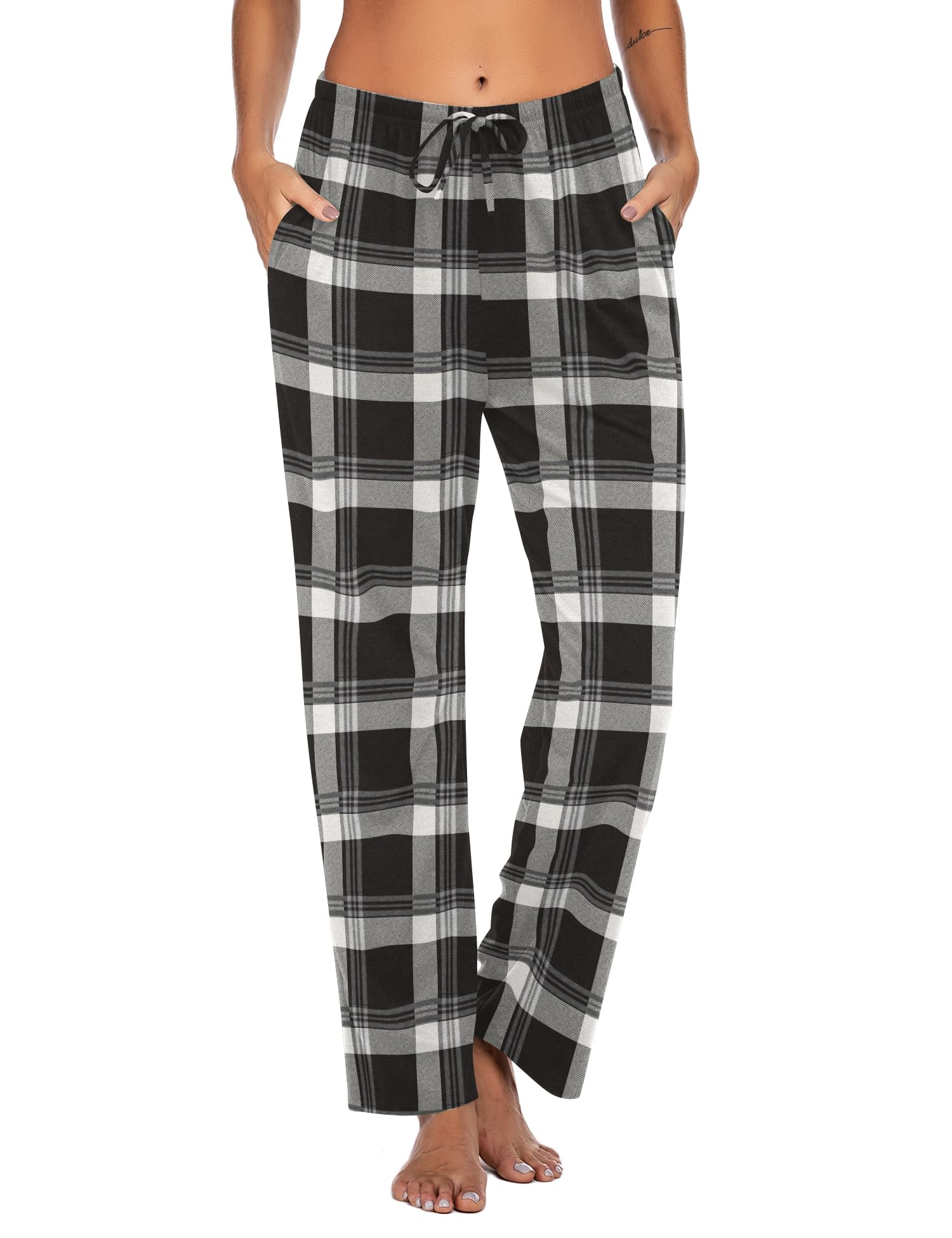 Ekouaer Women Pajama Pants Comfy Pj Bottom with Pockets Stretch Plaid Sleepwear