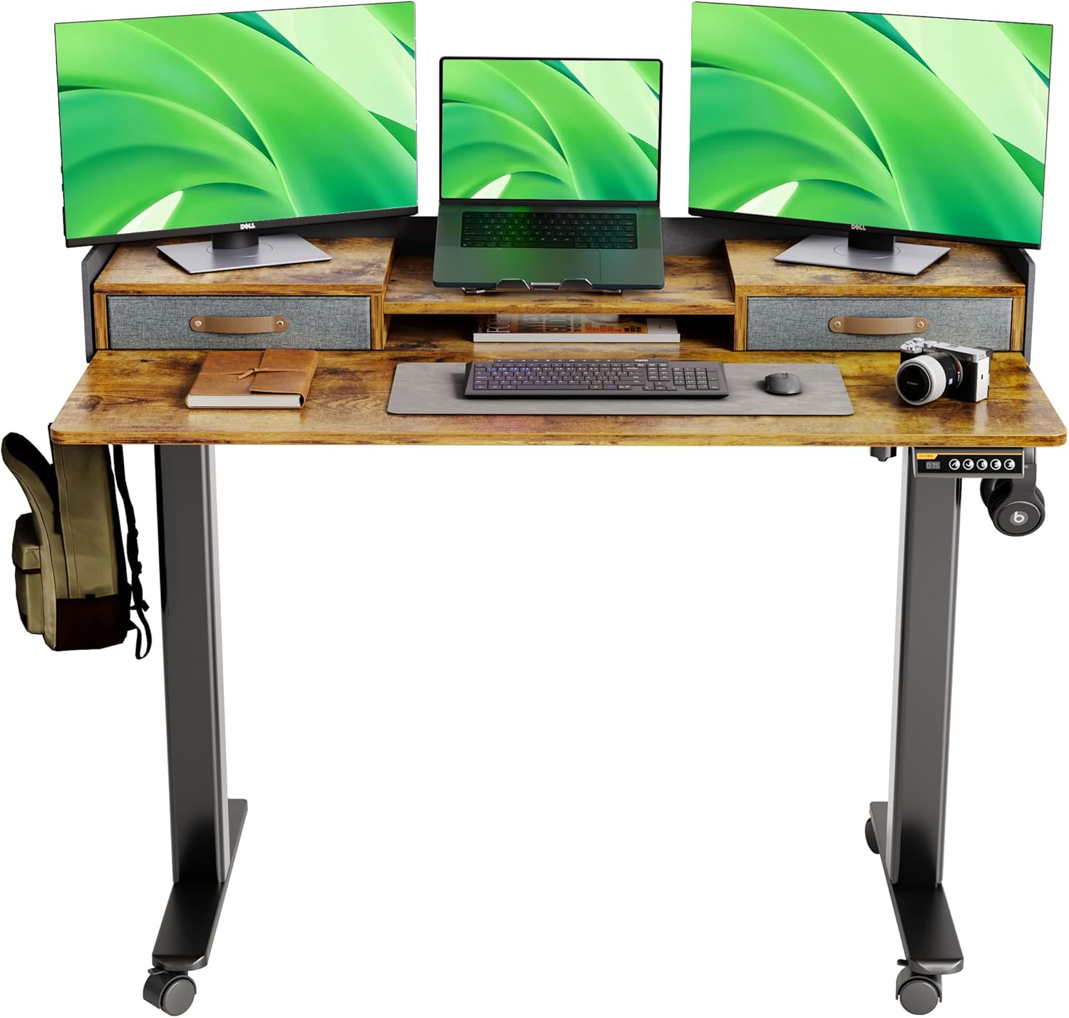 Smart Lift Table - Standing Desk with Drawers, Stand Up Electric Standing Desk Adjustable Height with Storage Shelf and Splice Board, 48 Inch