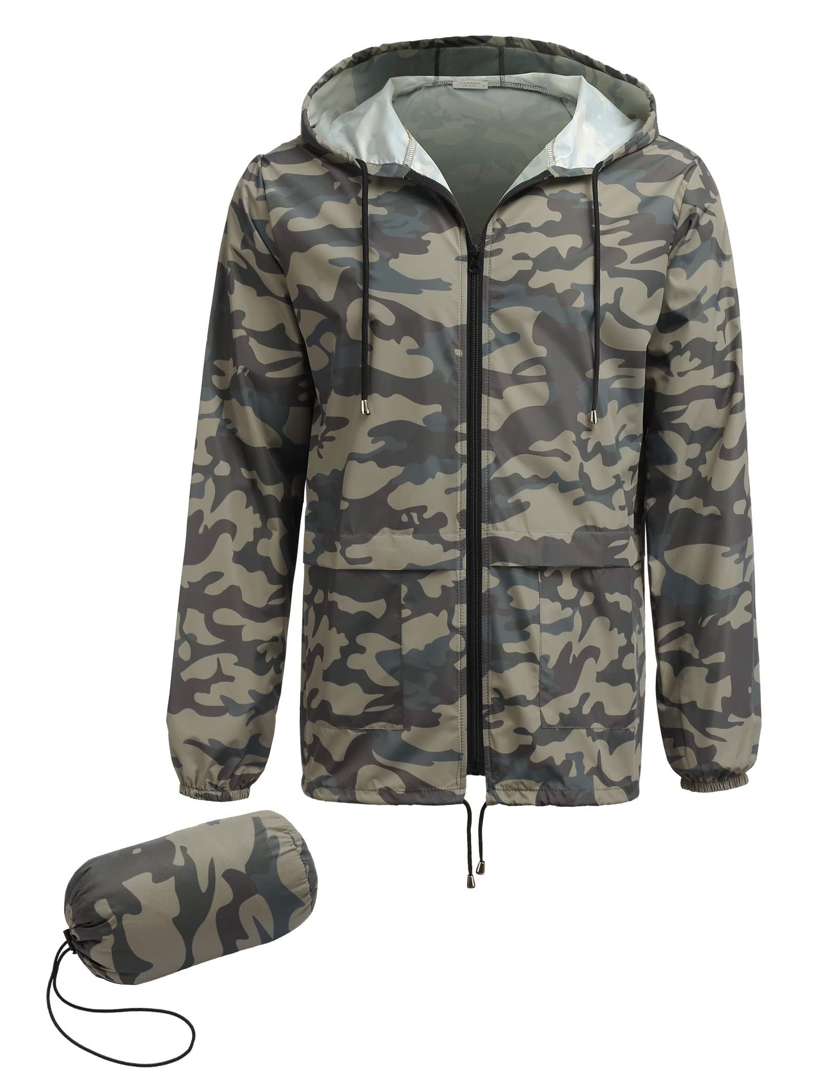 COOFANDY Mens Packable Rain Jacket Lightweight Waterproof Raincoat with Hood Outdoor Rain Gear Travel Hiking Cycling