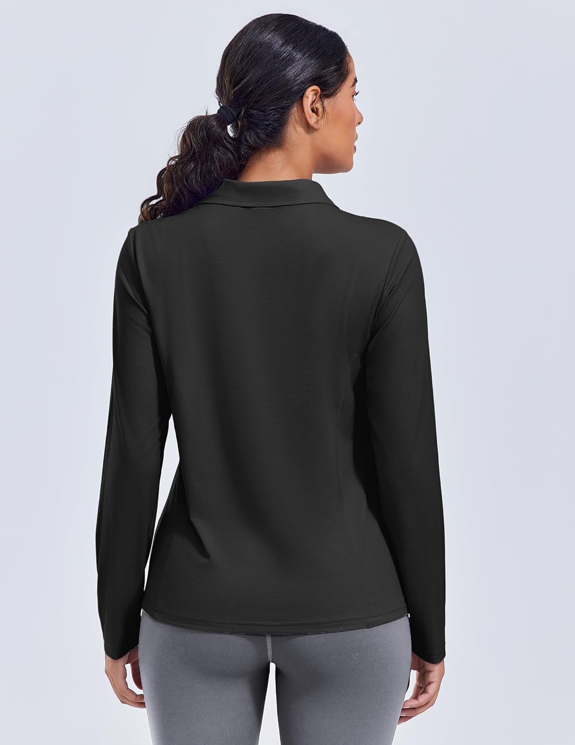 PINSPARK Long Sleeve Workout Tops for Women UPF 50+ Sun Shirts V Neck Quick Dry Golf Hiking Athletic Running Fishing Shirts