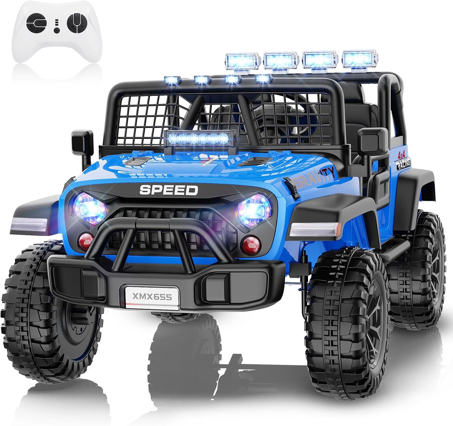 Children's Toy Car - 24V Ride on Toys for Big Kids - 2 Seater XL Electric Car with 20" Wide Seat, Remote Control, LED Lights, Spring Suspension, Bluetooth, Music, Power Car Wheels for Girls Boys