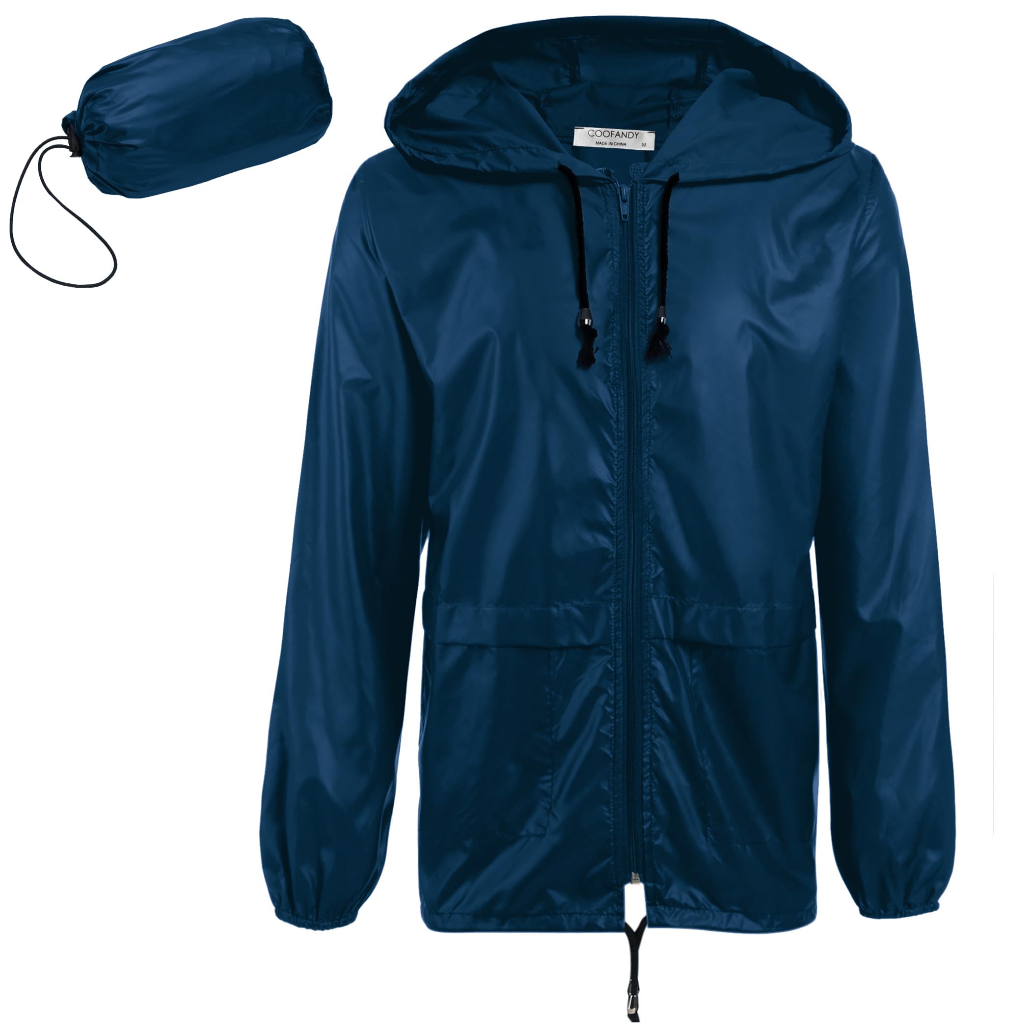 COOFANDY Mens Packable Rain Jacket Lightweight Waterproof Raincoat with Hood Outdoor Rain Gear Travel Hiking Cycling