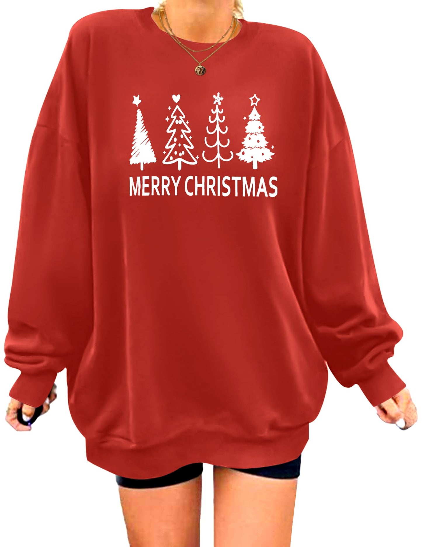 Zeagoo Christmas Sweatshirt for Women Crewneck Christmas Tree Long Sleeve Shirt Xmas Holiday Party Pullover Sweater Tops