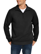 PINSPARK Men's Quarter Zip Pullover Sweatshirts Mock Neck Casual Long Sleeve Fall Winter Warm Fleece Cotton Sweatshirt